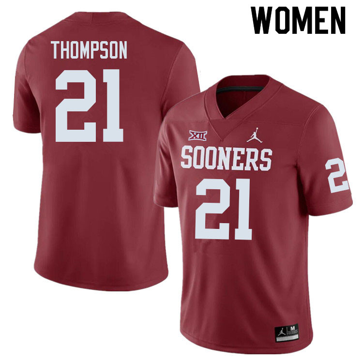 Women #21 Bentavious Thompson Oklahoma Sooners College Football Jerseys Sale-Crimson - Click Image to Close